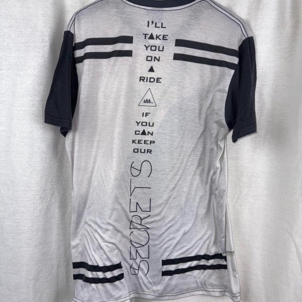 Into The AM Mens Graphic Tee White Black Bunny Girl Secrets Print Size Large